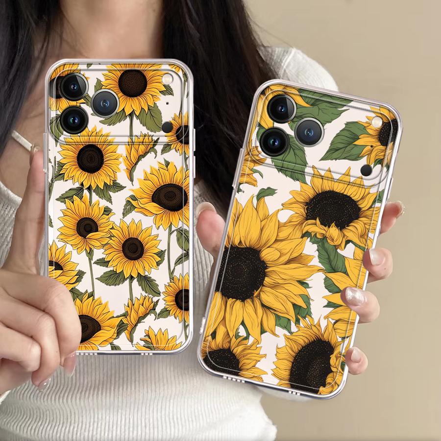 Phone Cases Xr - Прозрачный чехол с милым узором подсолнухов