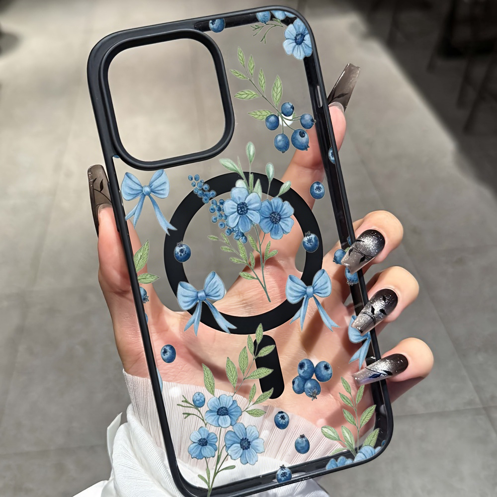 Phone Cases Unique - Прозрачный чехол с цветочным принтом Blueberry