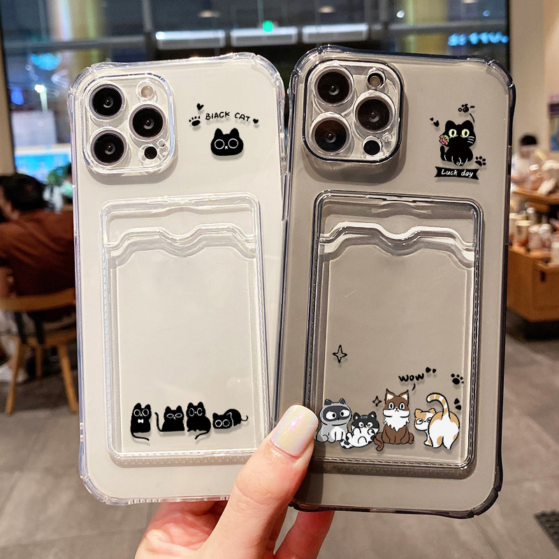 Phone Cases With Card Holder - Чехол для телефона с милым черным